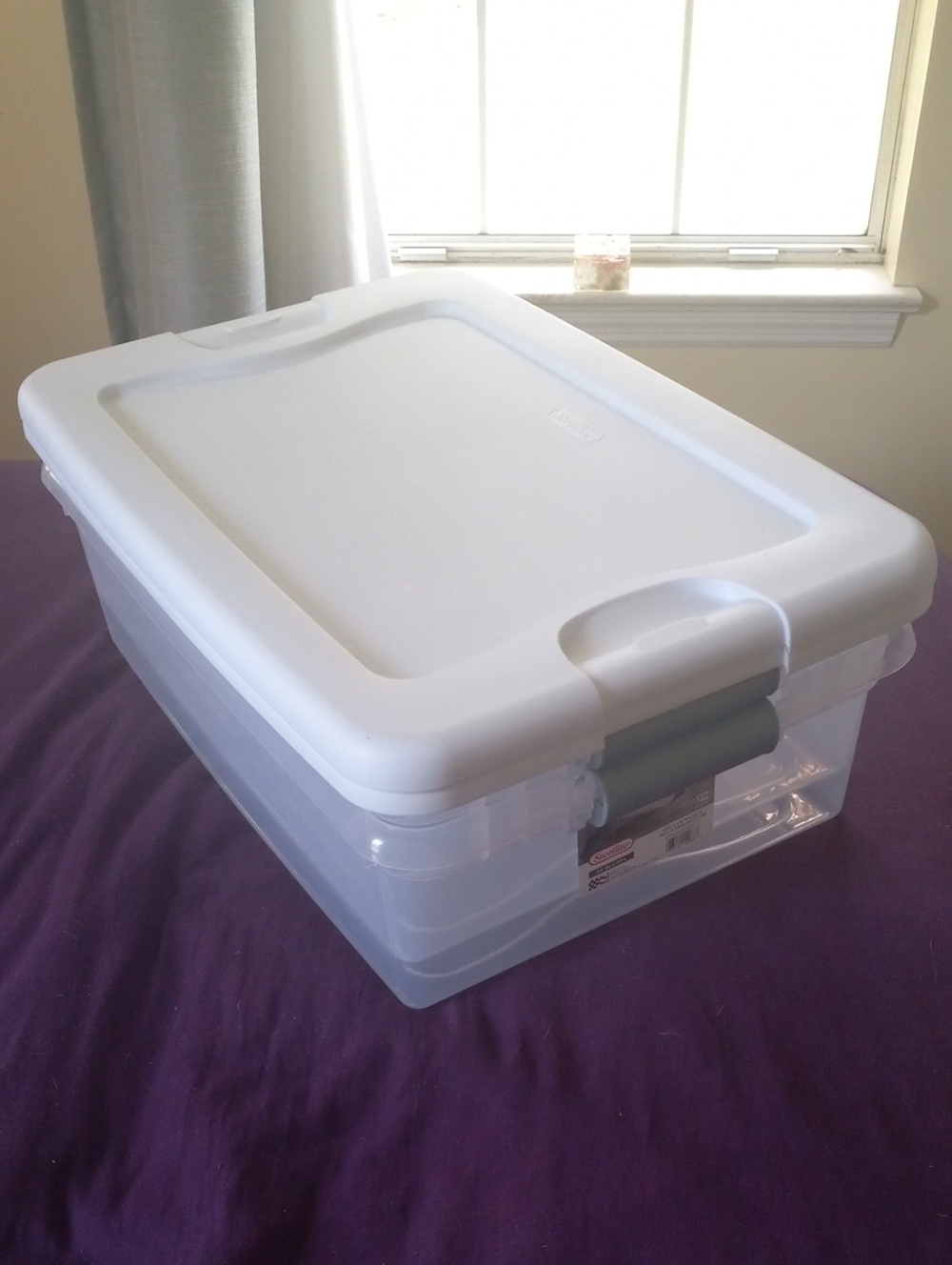 Clear Plastic Storage Container with White Lid - Home Organization Bin